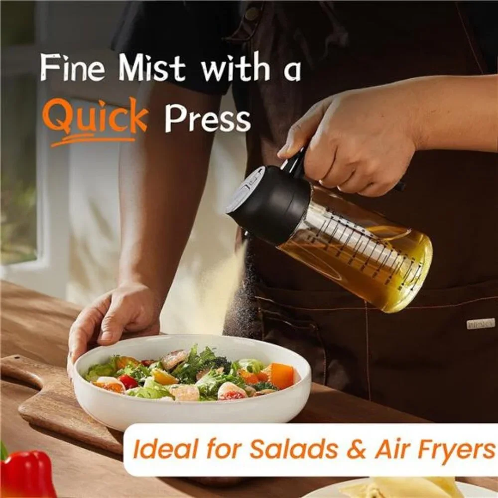 16oz/470ml Glass Olive Oil Sprayer for Cooking 2 in 1 Olive Oil Dispenser Bottle